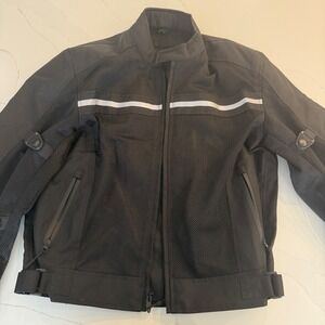 Wicked Stock Mens Black Mesh Motorcycle Riding Jacket Reflective Size L